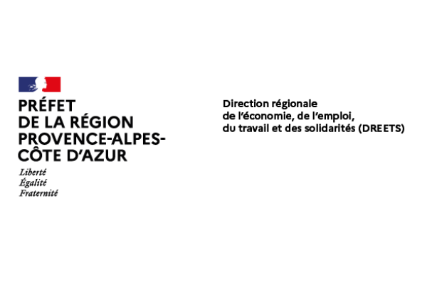 Logo de la Direction régionale de l’économie, de l’emploi, du travail et des solidarités (DREETS) en PACA.