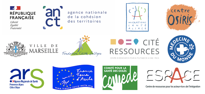 Logos des organisateurs et partenaires de la journée du 13 juin sur les discriminations en santé. 